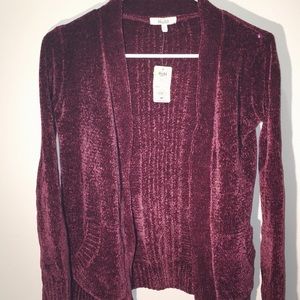 Mudd Red Velvet Cardigan